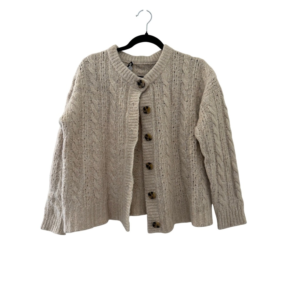 Madewell Womens S Cable Knit Cardigan Sweater Wool Blend Fisherman Minimal